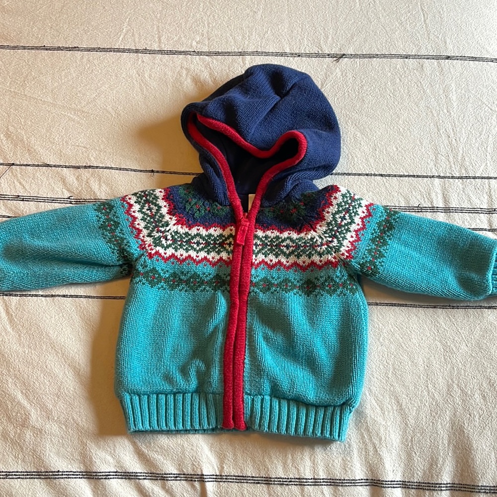 Baby Gap Argyle Hooded Zip Sweater 12-18 mo